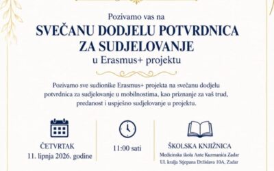 Poziv na svečanu dodjelu potvrdnica za sudjelovanje u mobilnostima